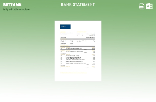 модерен стил Лаос LCNB извод од банкарски ексел шаблон